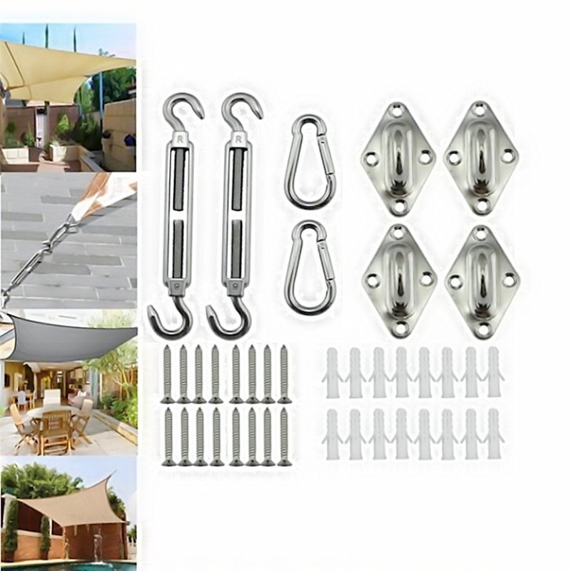40pcs M8 Size Shading Sail Stainless Steel Fittings Sun Sail Shade Canopy Fixing Fittings Hardware Accessory Kit